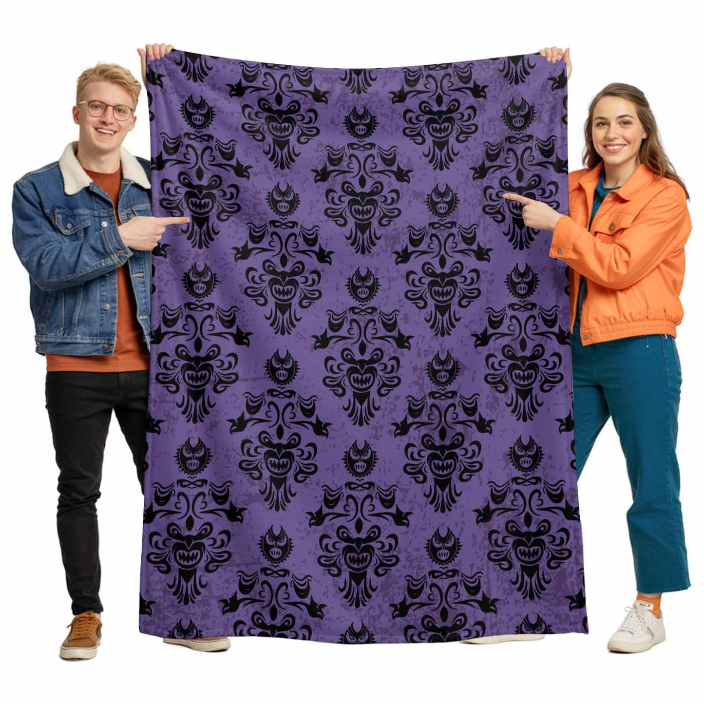Zadaling Haunted House Halloween Throw Blanket Fleece Cozy 40x50 Purple Black