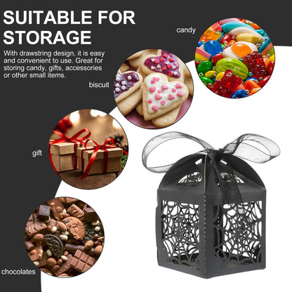 BESTOYARD Halloween Hollow Die-Cut Candy Boxes Black 8.27x4.53in 50pcs