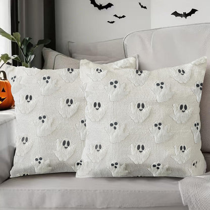 LUOLILI Halloween Pillow Covers 18x18 White Ghost Set of 2 Plush Polyester