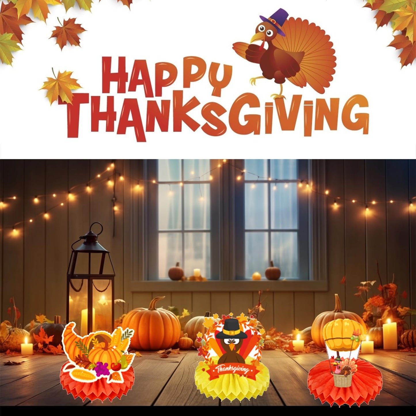 Qpout 9-Piece Thanksgiving Fall Party Table Centerpiece Decorations