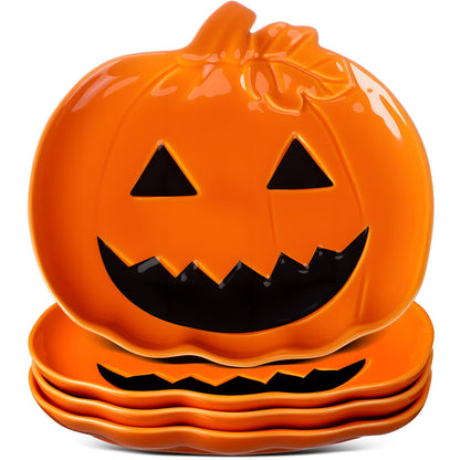 LemonRoad Halloween Ceramic Pumpkin Candy Dishes 7.87'' Orange 4 Pcs