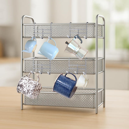 Dimeho 12pcs 3 Hook Wire Shelving Attachment Silver 3.74x3.27x1.38in