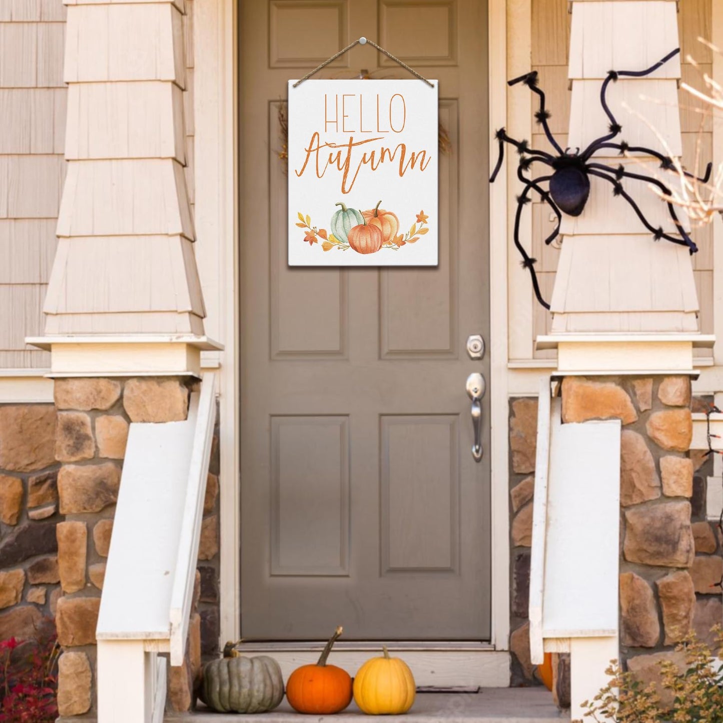 Hello Autumn Rustic Wood Wall Sign Fall Decor Seasonal Harvest Farmhouse