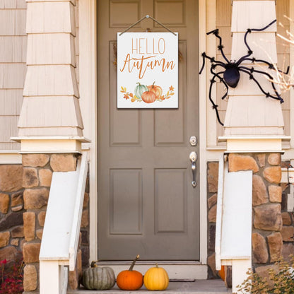 Hello Autumn Rustic Wood Wall Sign Fall Decor Seasonal Harvest Farmhouse