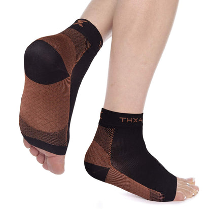 THX4COPPER Compression Foot Sleeves Copper Infused Arch Support Gray Navy Size L