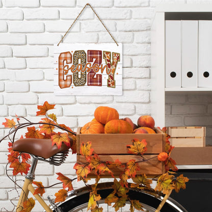 BELLOWDEER Hey There Pumpkin Rustic Wood Hanging Sign Fall Decor 8x10 Inches