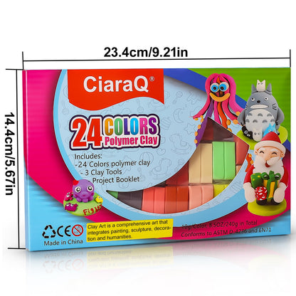 CiaraQ Polymer Clay Kit Mini Modeling Set 24 Colors for Kids Beginners Artist