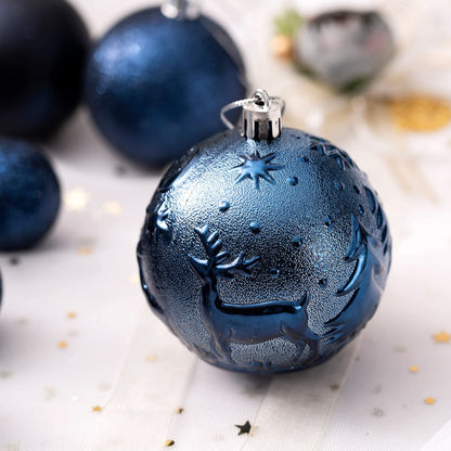 Senjie Night Blue Shatterproof Christmas Ornaments 32pcs Set Plastic