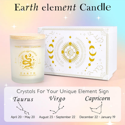 Suhctuptx Zodiac Lavender Scented Soy Candles Healing Crystals Fire Signs Small