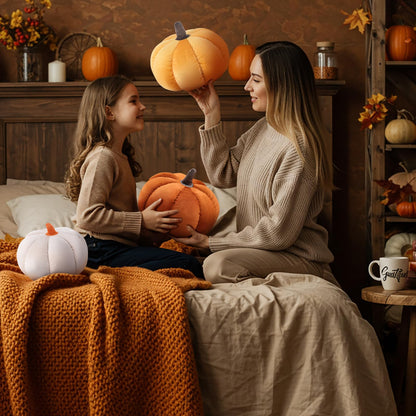 Yookeer 2 Pcs Velvet 3D Pumpkin Throw Pillows White 7''+11''