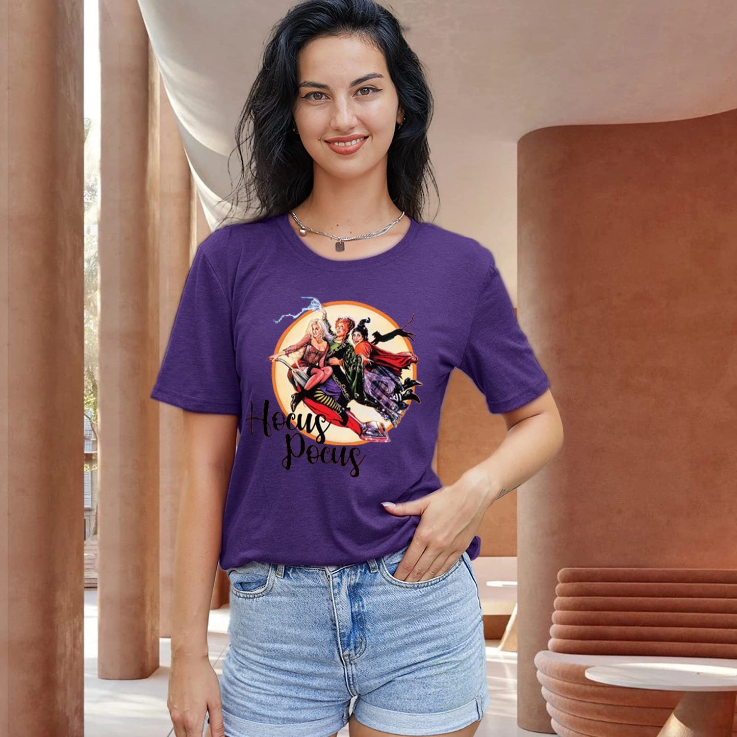 Anbech Hocus Pocus Sanderson Sisters Graphic Tee Dark Purple Size S