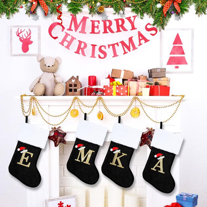 OLIKER 20in Monogram Christmas Stockings Red Velvet White Plush Cuffs Size M