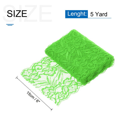 MECCANIXITY 6 Inch Lace Ribbon Floral Trim 5 Yard Green Sewing Craft Decor