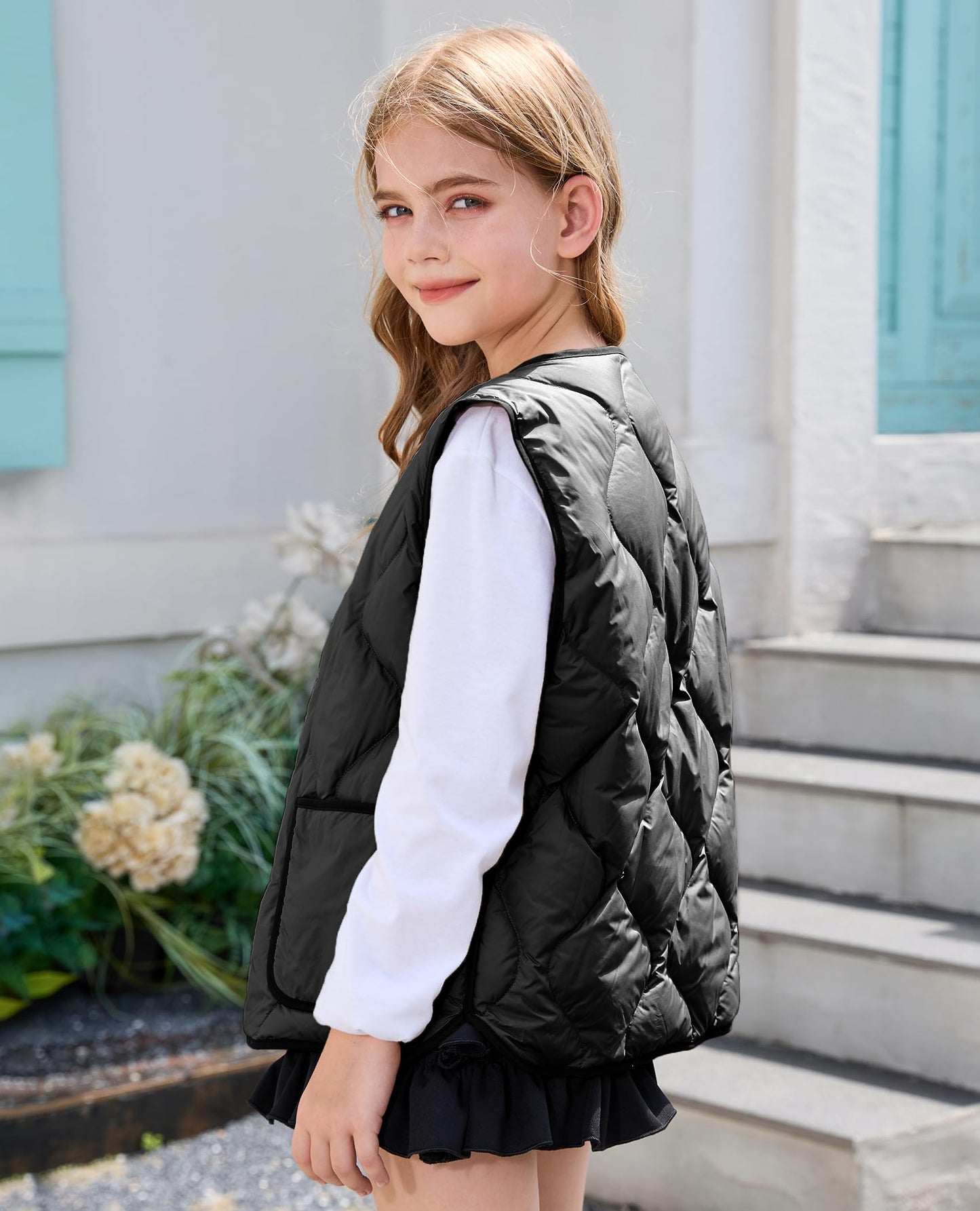 Balabala Kids Heated Puffer Vest Windproof Sleeveless Coat Black Size 13-14Y