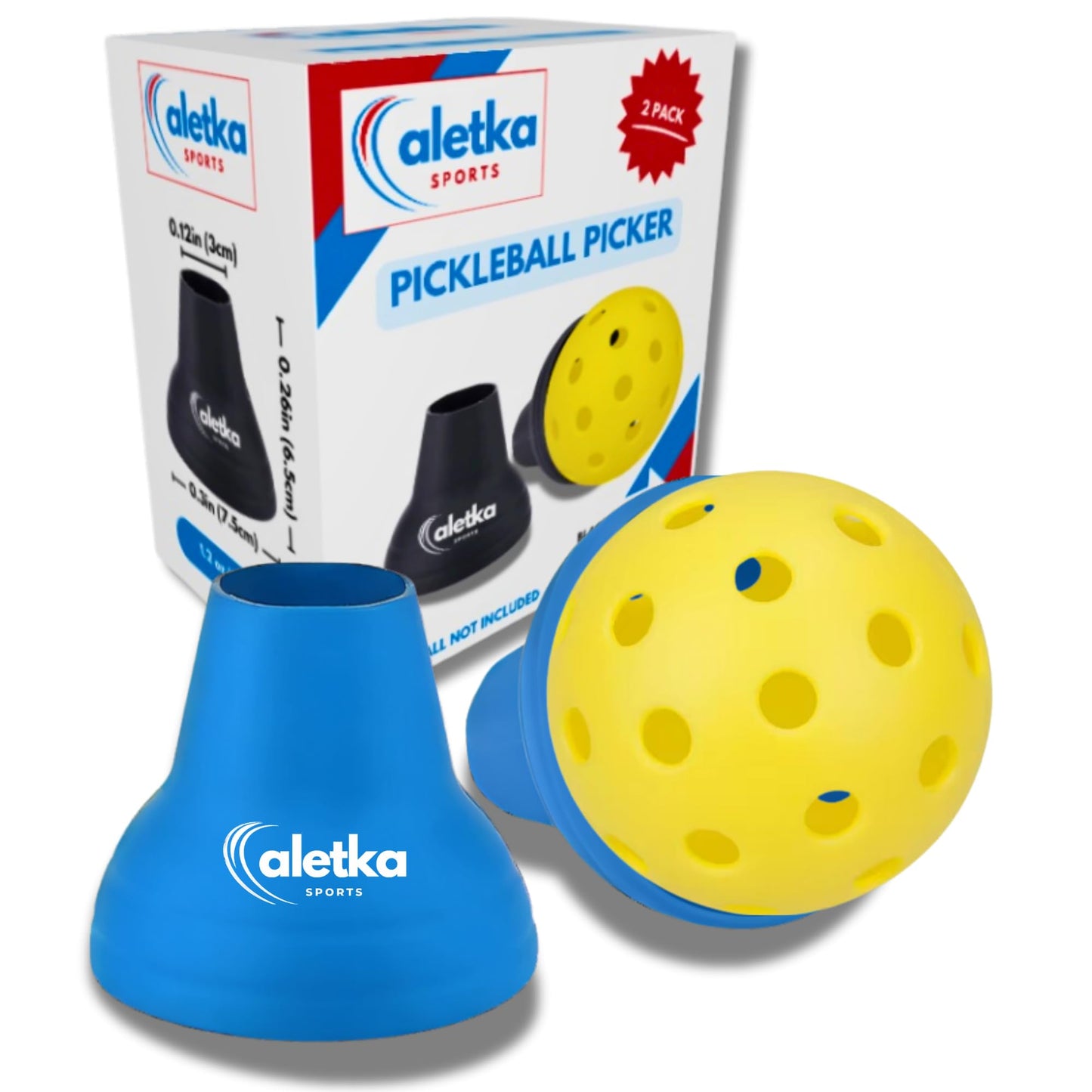 aletka 2-Pack Pickleball Ball Retriever Paddle Suction Cup Blue Pink