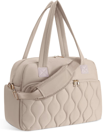 Wandering Nature Small Travel Duffle Bag 18x14x8 Beige Laptop Compartment