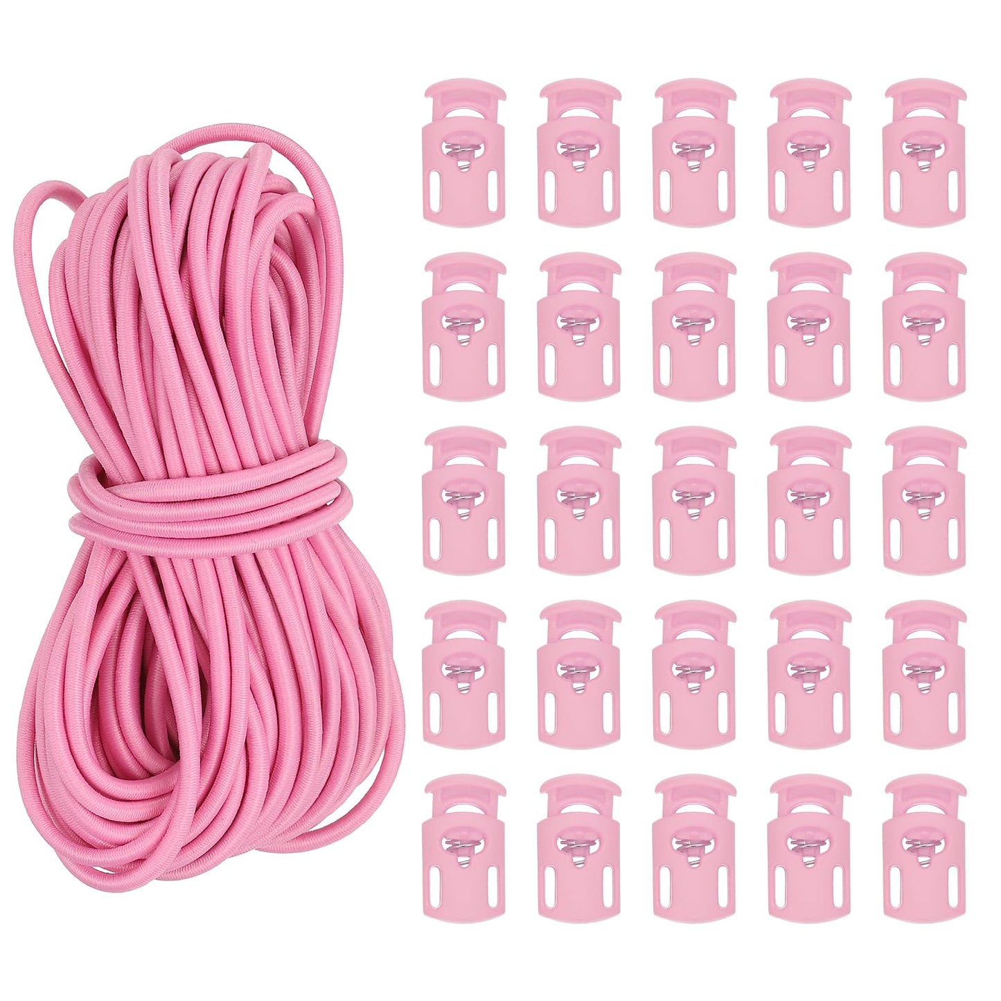 PATIKIL 10 Yard Elastic Bungee Cord & Cord Lock, Pink, 25 Pack
