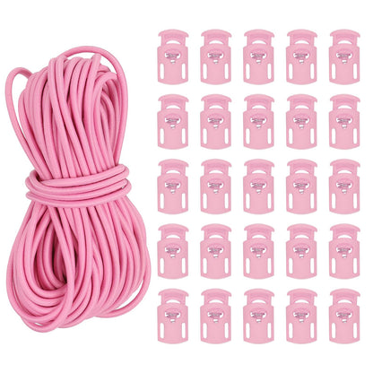 PATIKIL 10 Yard Elastic Bungee Cord & Cord Lock, Pink, 25 Pack