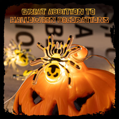 Joygoods Halloween Spider String Lights 7ft 20 LED Warm White Battery 2 Pack