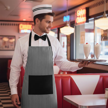 Generic 4pcs 1950s Hot Dog Vendor Halloween Costume Black Size Tall