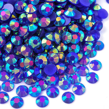 Blinginbox 1500pcs 5mm AB Resin Flatback Rhinestones Round Non-Hotfix Sapphire