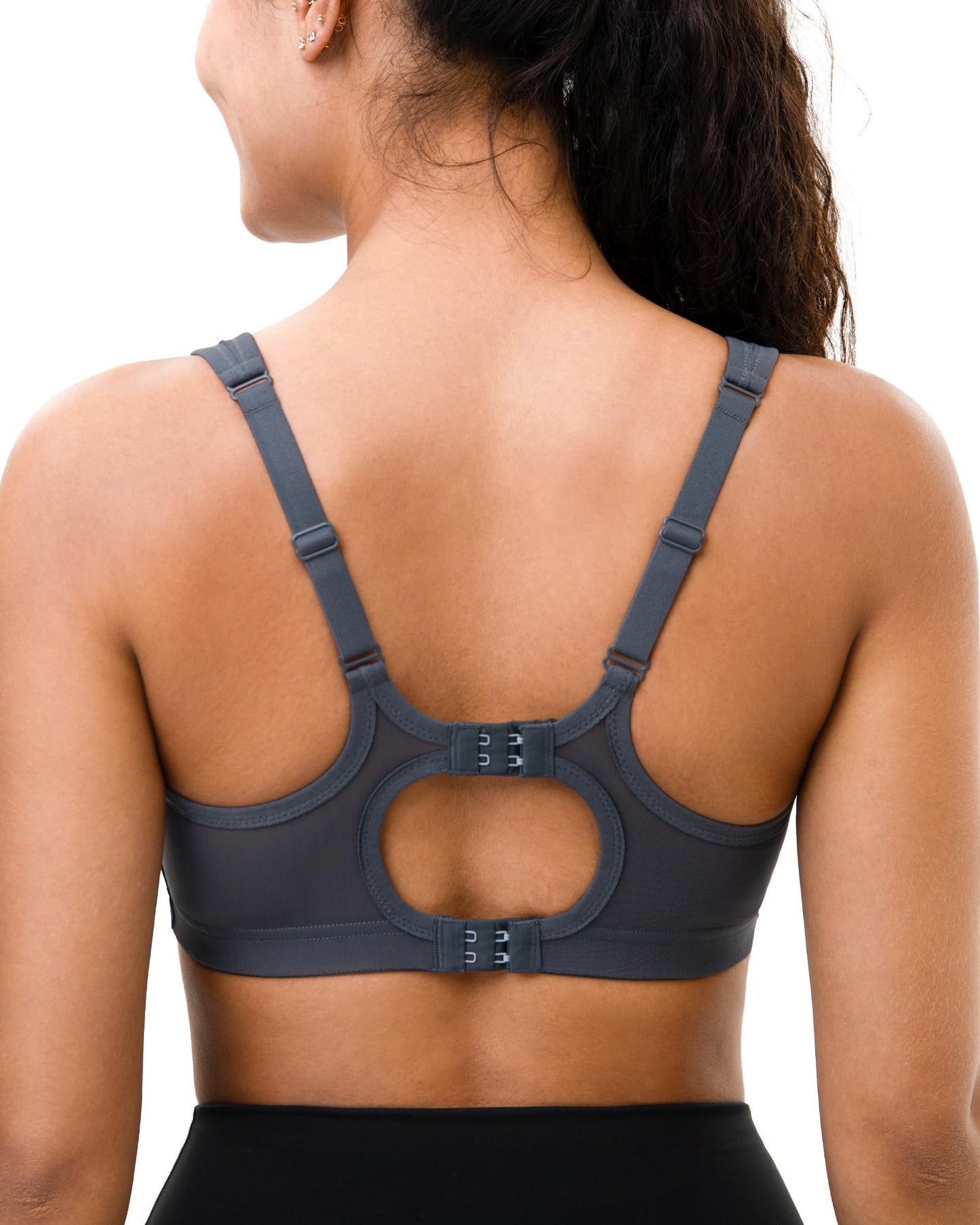 Luvrobes Women's Sports Bra Racerback Adjustable Straps Grey Size M