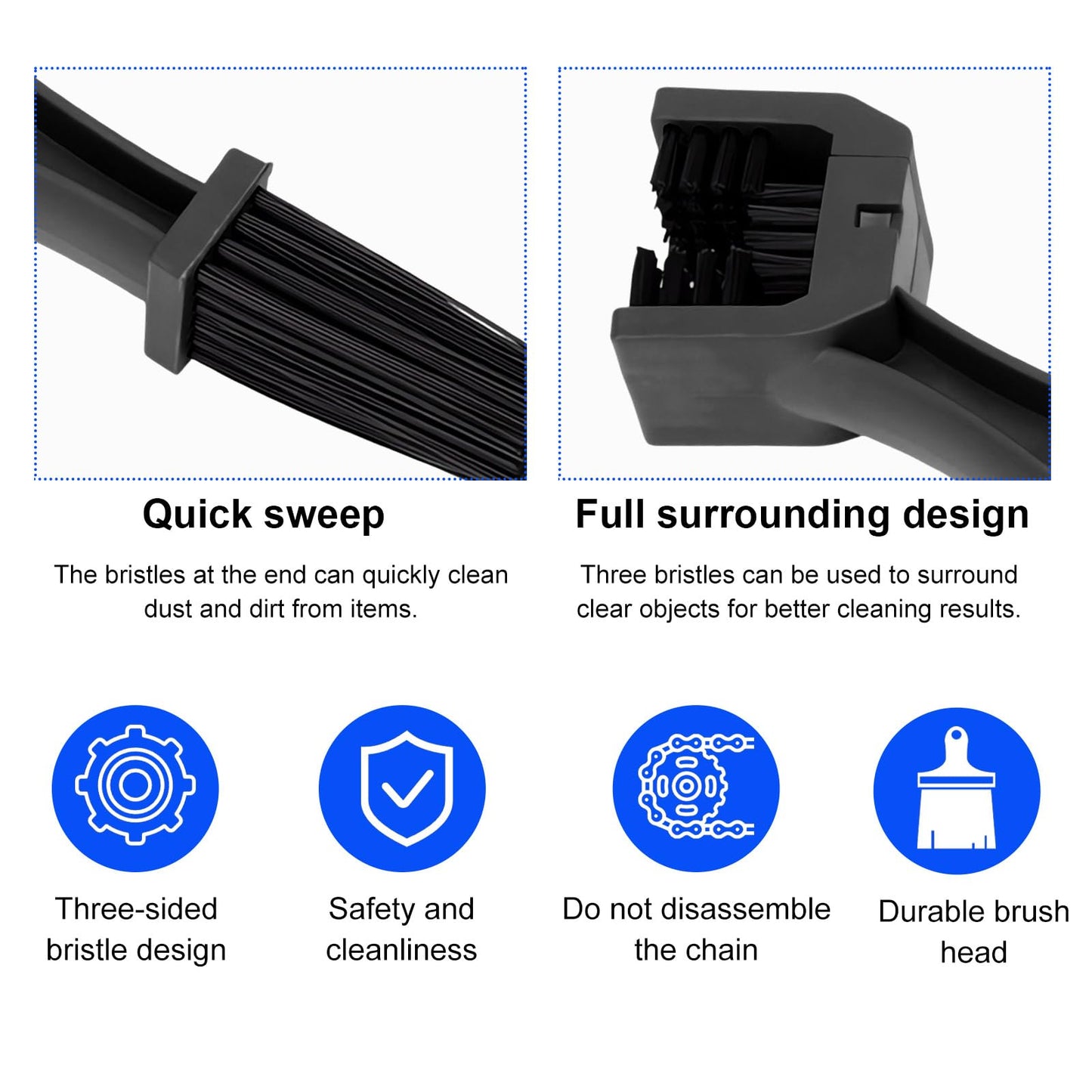 Kewucn 2 PCS Bike Motorcycle Chain Washer Gear Scrubber Durable ABS Black