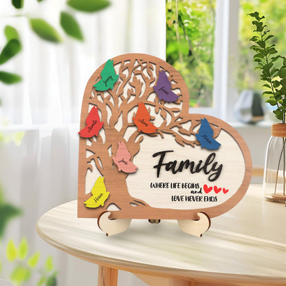 HPNIUB 3D Family Tree Decor Personalized Names Sign 11.4x11.2 Multicolor