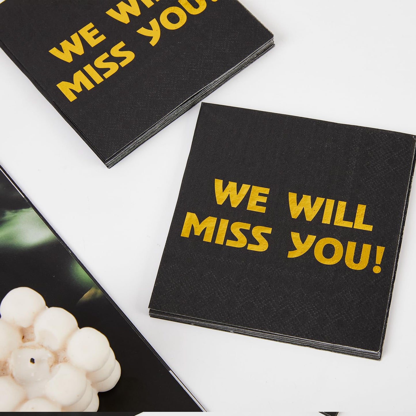 Sllyfo Retirement Party Napkins 5x5in 50PK Black Gold Farewell Decor