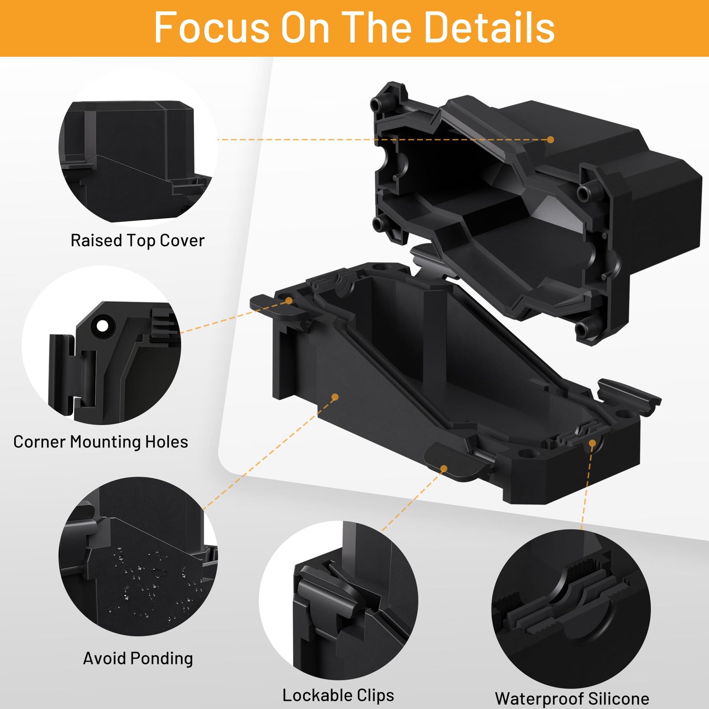 CFMASTER Outdoor Electrical Connection Box IP66 Weatherproof 7x3x4in Black