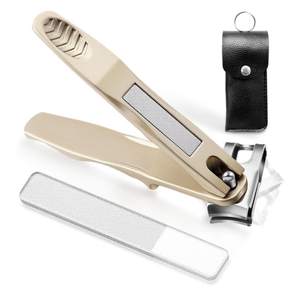 ILLFER Toe Nail Clippers 360° Rotating Long Handle Gold Stainless Steel