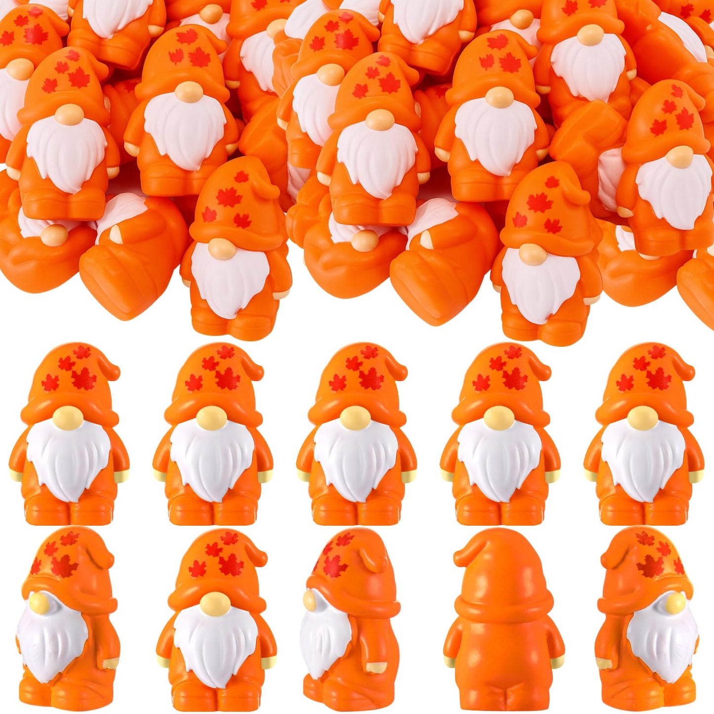 Yaomiao 50 Pcs Fall Thanksgiving Mini Resin Gnomes Orange Table Decor