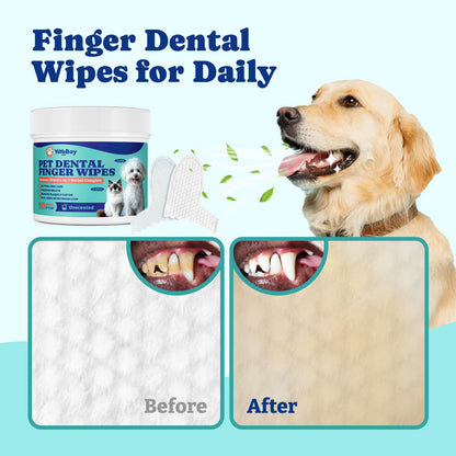 YoYoBay Dog Teeth Cleaning Wipes Dual-Sided Herbal Formula 50 PCS Unflavored