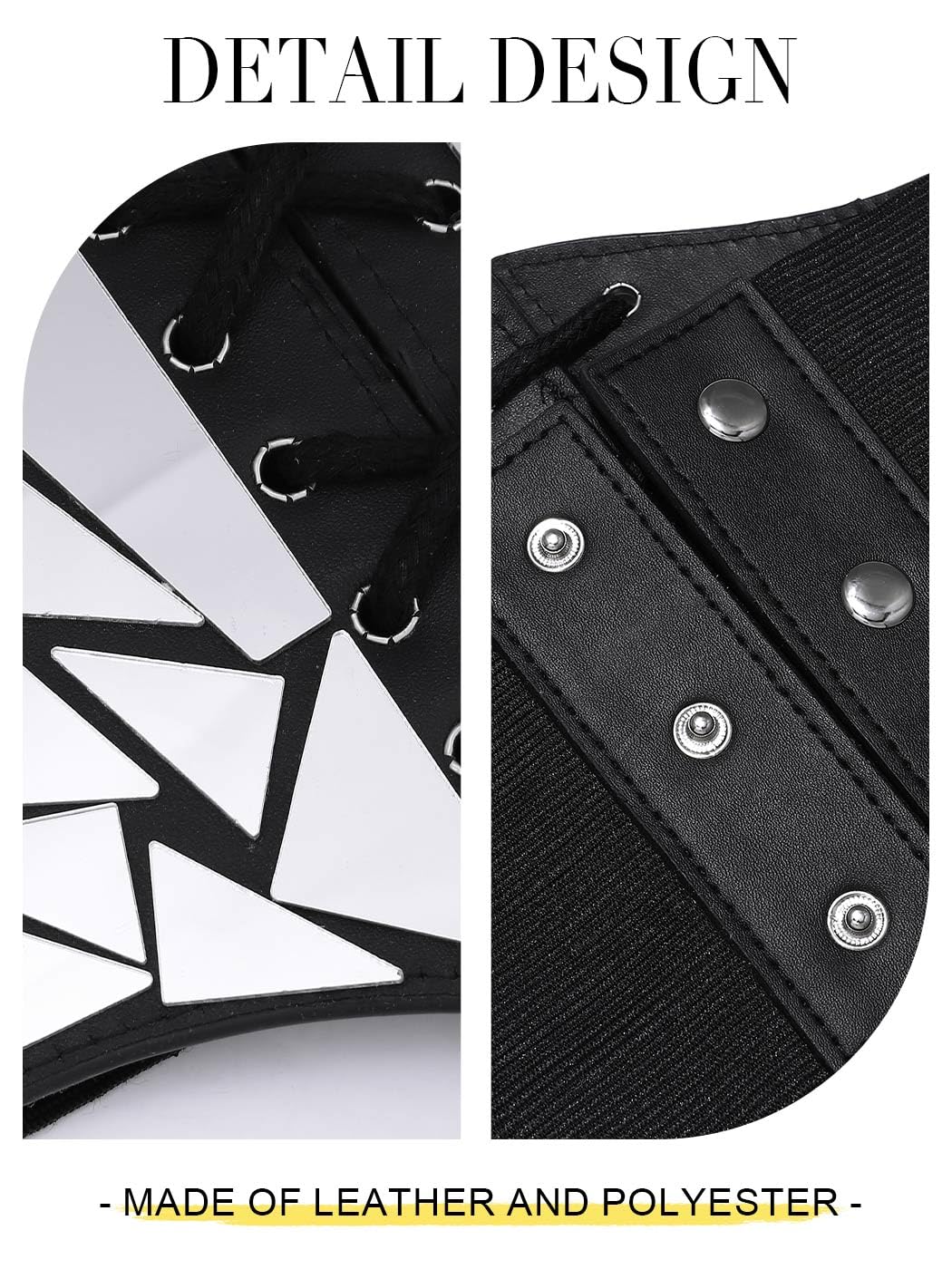 Asooll Punk Black Leather Corset Belt Lace Up Sequin Waist Belt Size S
