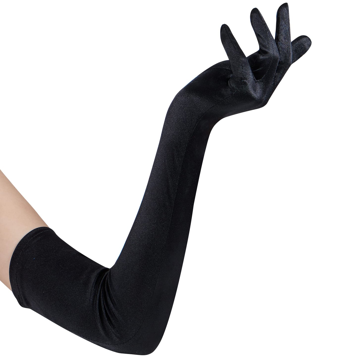 Spooktacular Creations Long Satin Opera Party Gloves Black 21in One Size