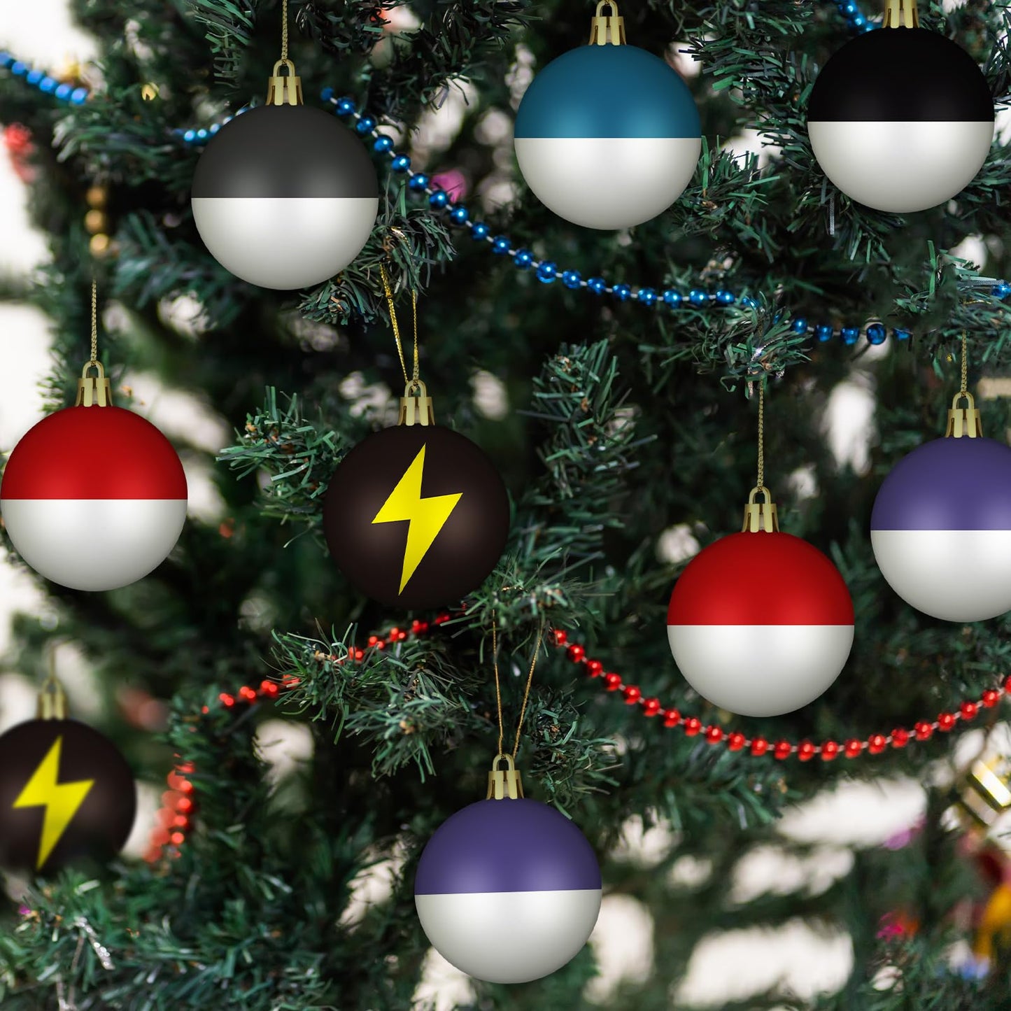 Rotatingpals 24pcs 2.4in Christmas Tree Ball Ornaments Lightning Color