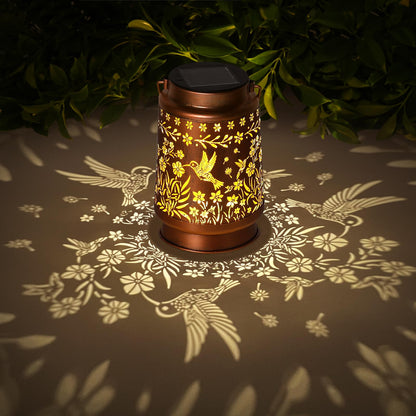 kaakuuki Hummingbird Solar Lantern Outdoor Waterproof Metal LED Bronze