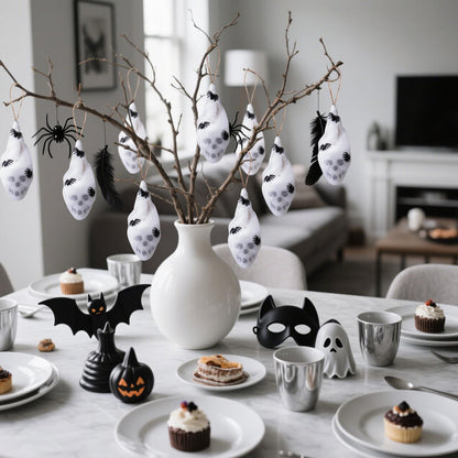 Watayo 12 Pcs Mini Halloween Skull Decorations 4x1.5in White Gauze Wrapped