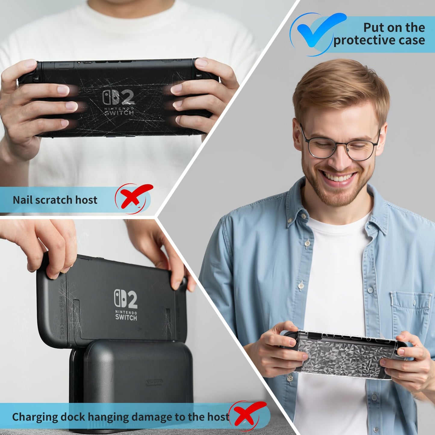 HEYSTOP Switch 2 Protective Case with Screen Protector Transparent Cover