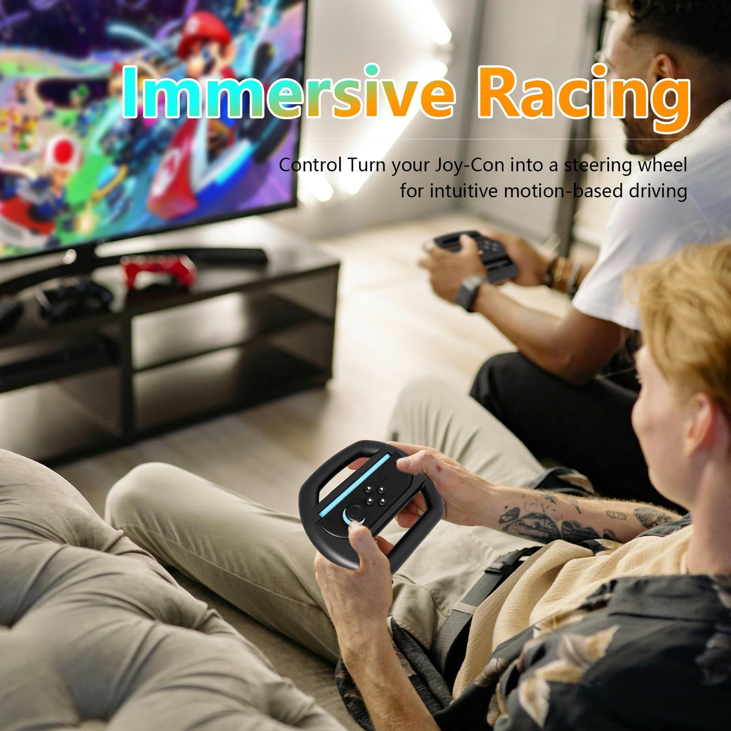 KUNSLUCK 2 Pack Steering Wheels for Nintendo Switch 2 Joy-Con Black