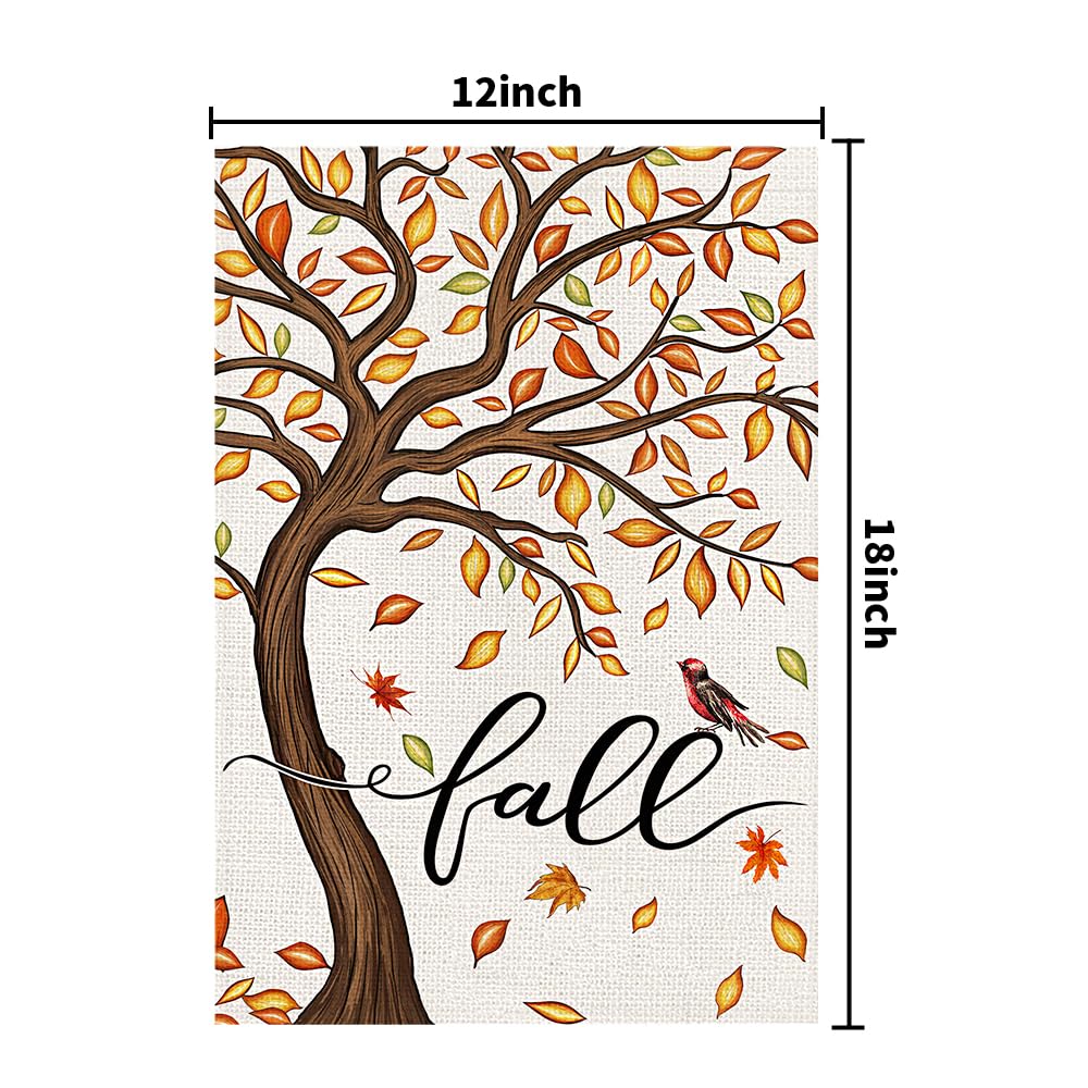 Decorhua Fall Garden Flag Burlap 12x18 Inch Double Sided Thanksgiving Maple Leaf