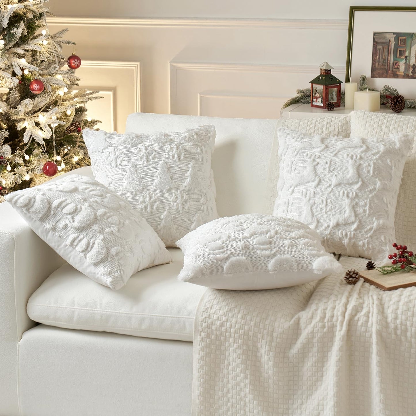MIULEE Christmas Pillow Covers Dark Green 18x18 Inch Set of 2