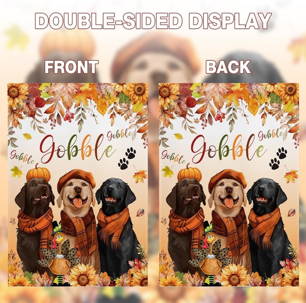 MEHOFOND Fall Happy Thanksgiving Garden Flag Double Sided 12x18in
