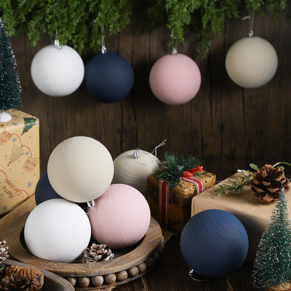 MiniInflat 12 Pc 4Inch Neutral Textured Christmas Ball Ornaments Cream Blue Pink