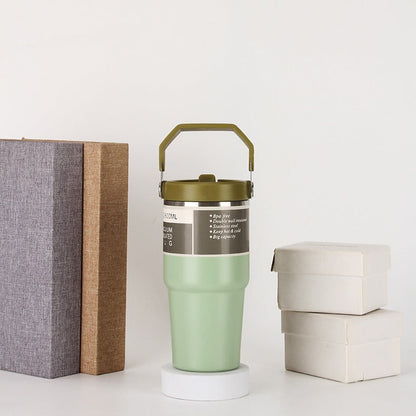 20oz30ozPortable Car Cup Stainless Steel Cup Travel Sports Water Bottle With Handle Cover Coffee Tumbler Cup