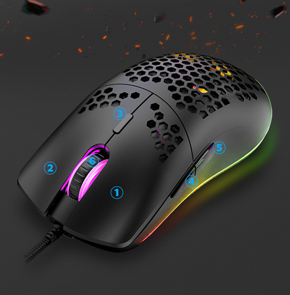 Wired gaming mouse hole mouse RGB luminous macro programming gaming mouse 6 keys