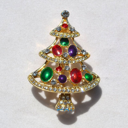 Christmas crystal brooch