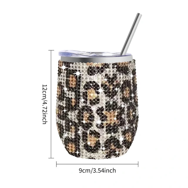 12oz Diamond Wine Tumbler With Sealed Lid Vacuum Thermo Beer Mug Cup Stainless Steel Mug Cup Champagne Party Bridemaid Gift