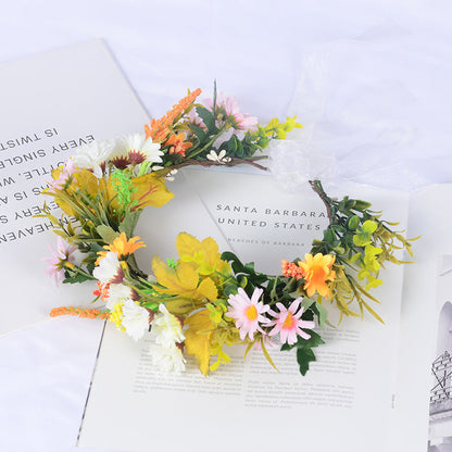 Flower garland scenic spot birthday wedding best friend bridesmaid headband small chrysanthemum flower wreath headwear