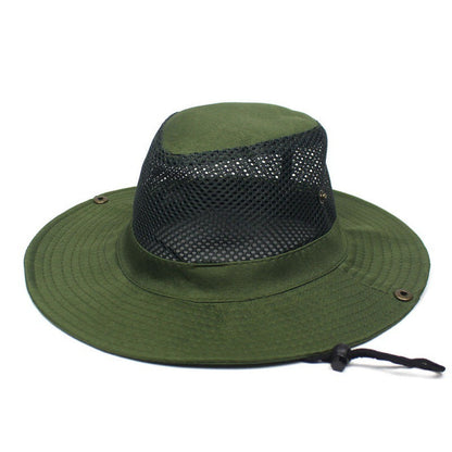 Patchwork Mesh Bucket Hat Sun Protection Foldable